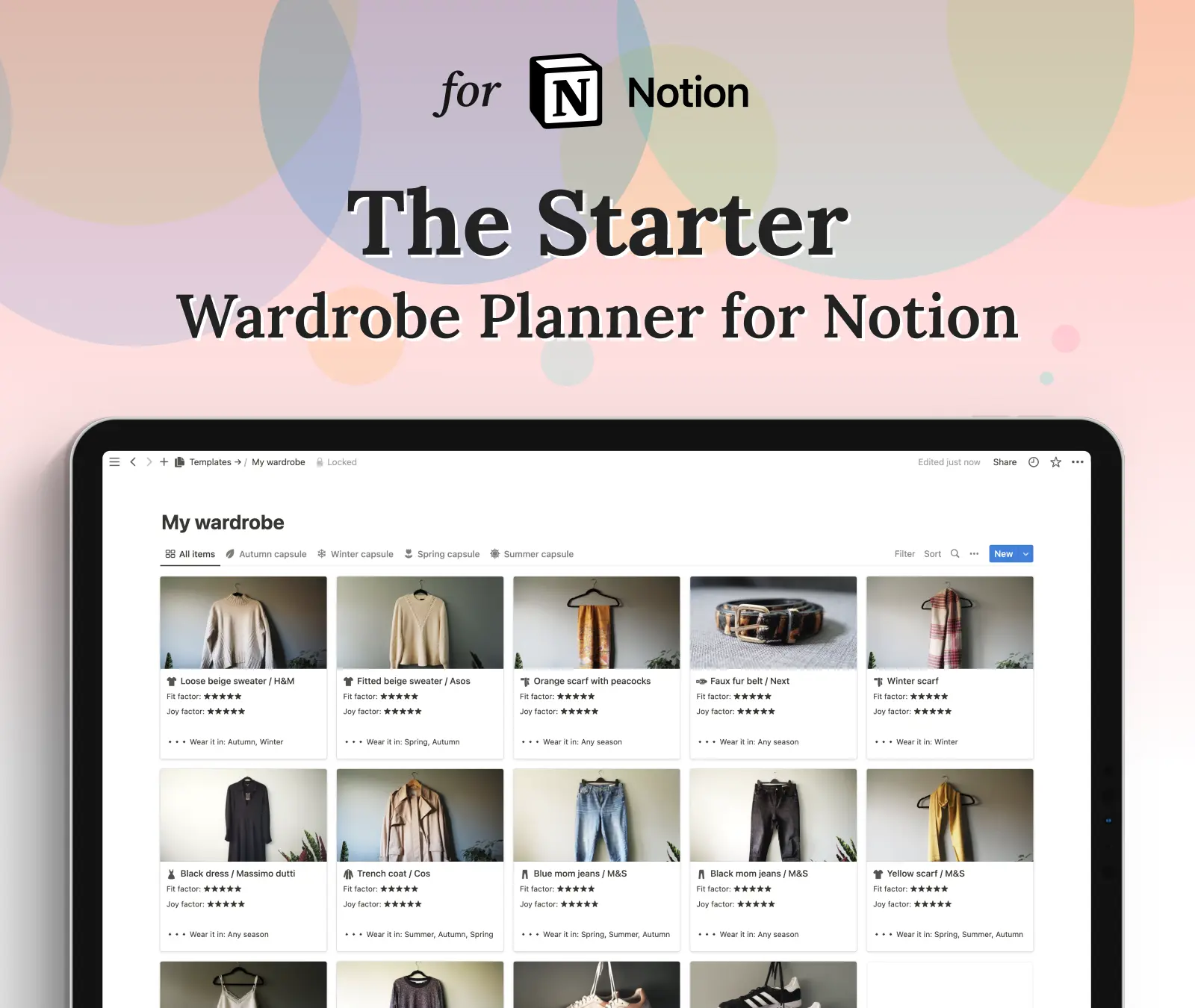 The starter wardrobe planner for Notion